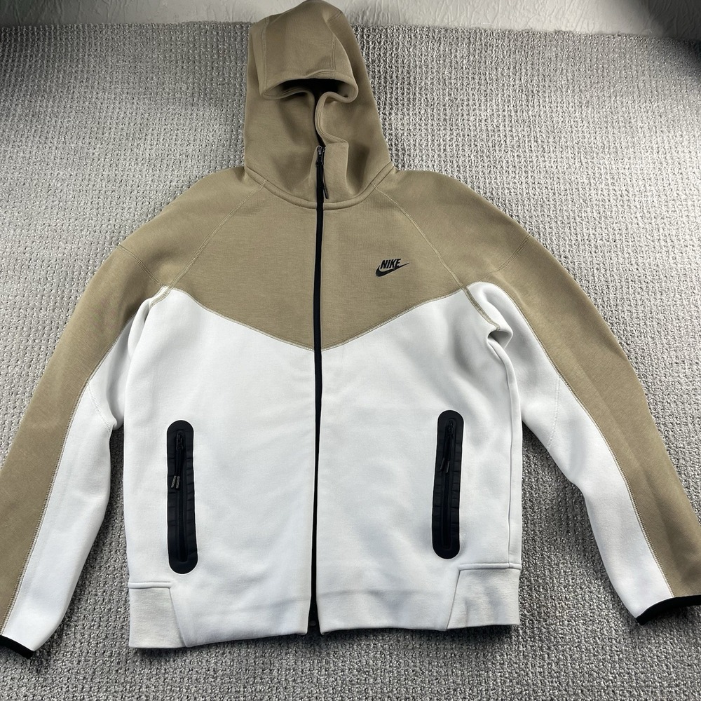 Nike Tech Fleece Windrunner Full Zip Hoodie Jacket Mens Large FB7921-121 Tan
